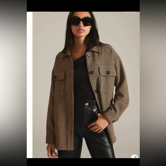 Current Air Anthropologie Houndstooth Shirt Jacket Shacket Brown Black 
Medium - Picture 8 of 12